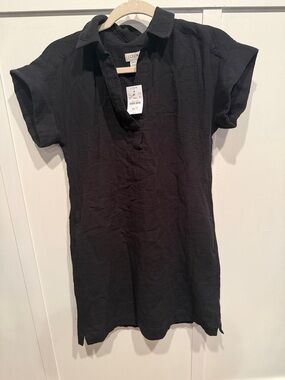 J. Crew Factory Black Short-sleeve gauze popover dress
